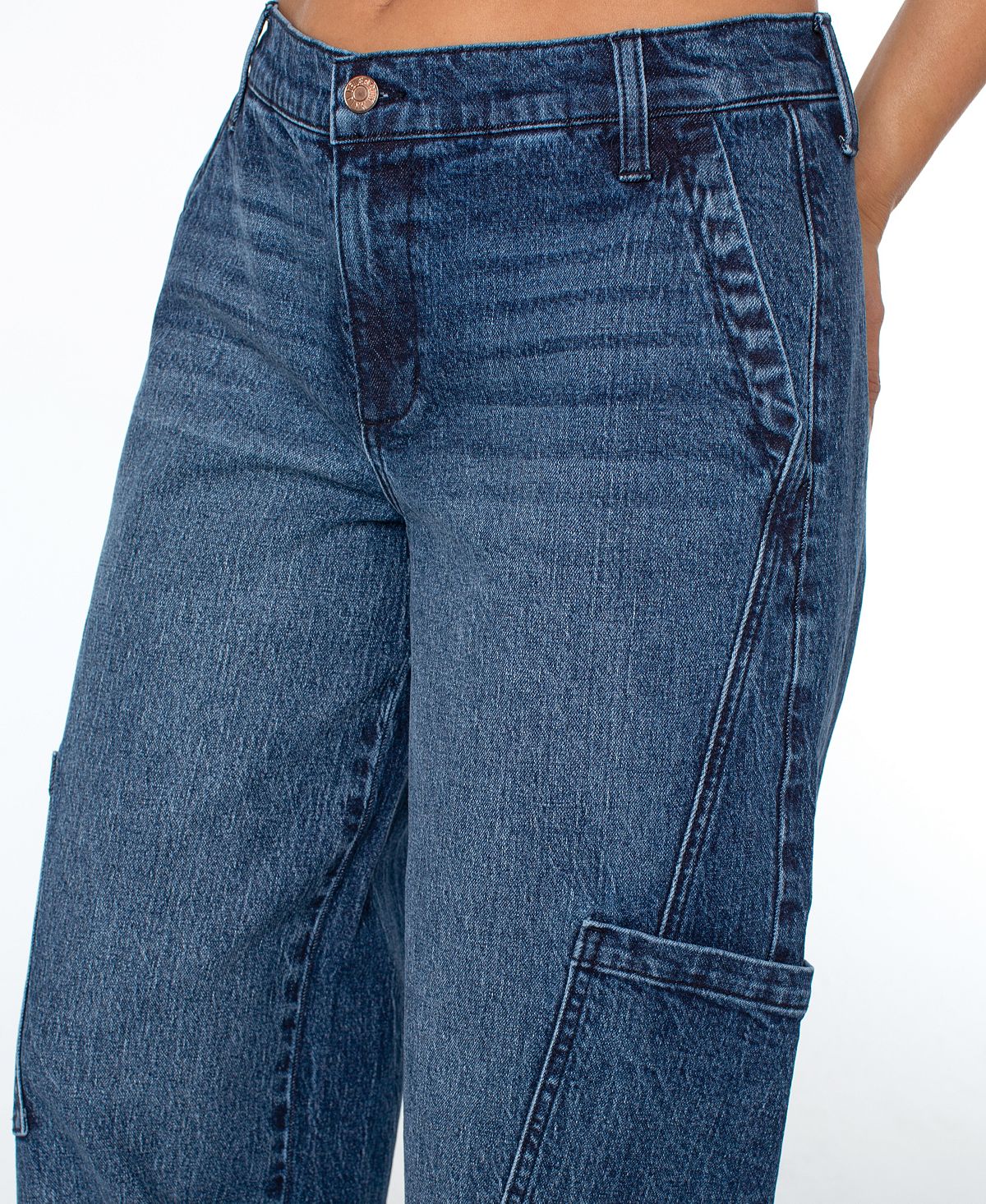 Celebrity Pink Women's Mid-Rise Wide-Leg Cargo Jeans view 5 — MAYCSS fashion products