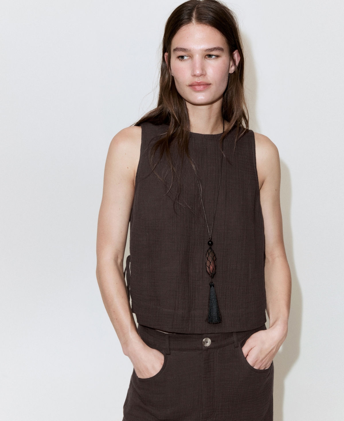 Mango Women's Bambula Tie Top
