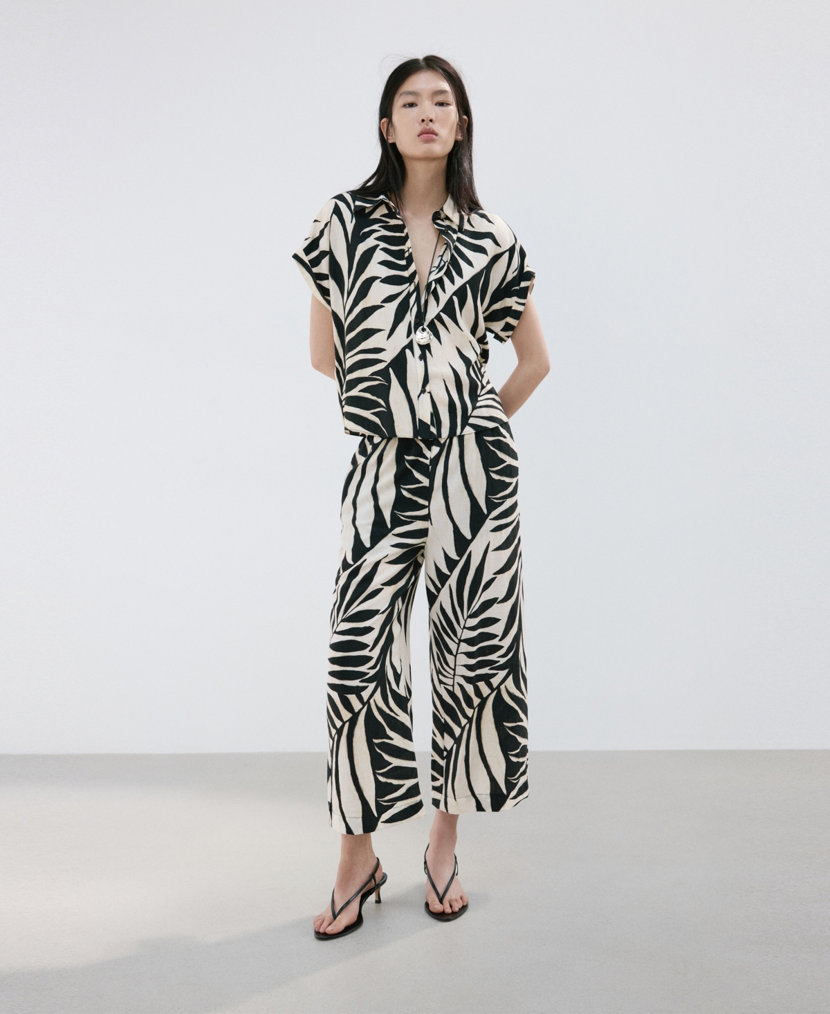 Mango Women's Tropical Print Pants