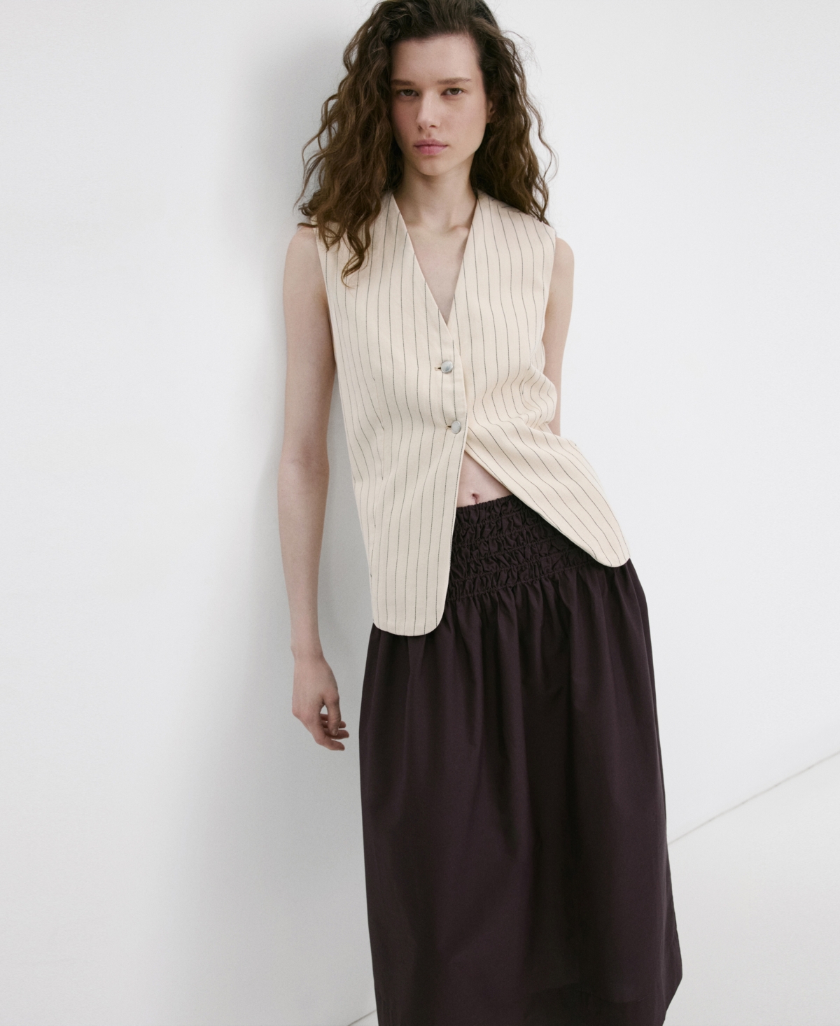 Mango Women's Shirred Waist Lyocell Skirt