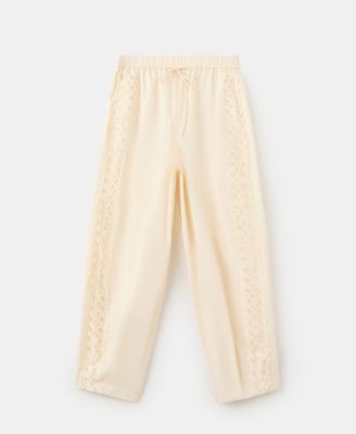 Women's 100% Cotton Embroidered Stripe Pants