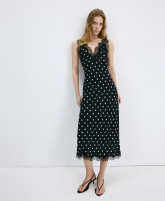 Women's Lace Detail Polka-Dot Dress