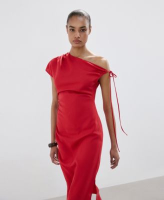 mango ruched dress Karen Millen Plunge Ruched Twist Jersey Maxi Dress in Mango