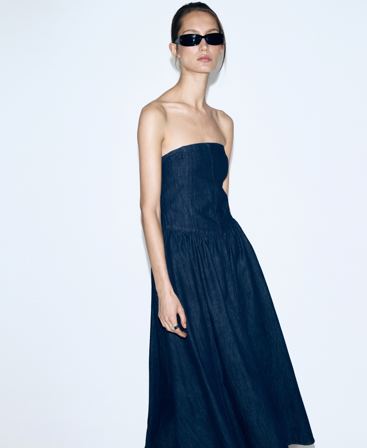 Mango Women's Strapless Denim Dress