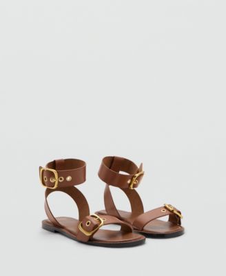Women's Straps And Buckles Leather Sandals