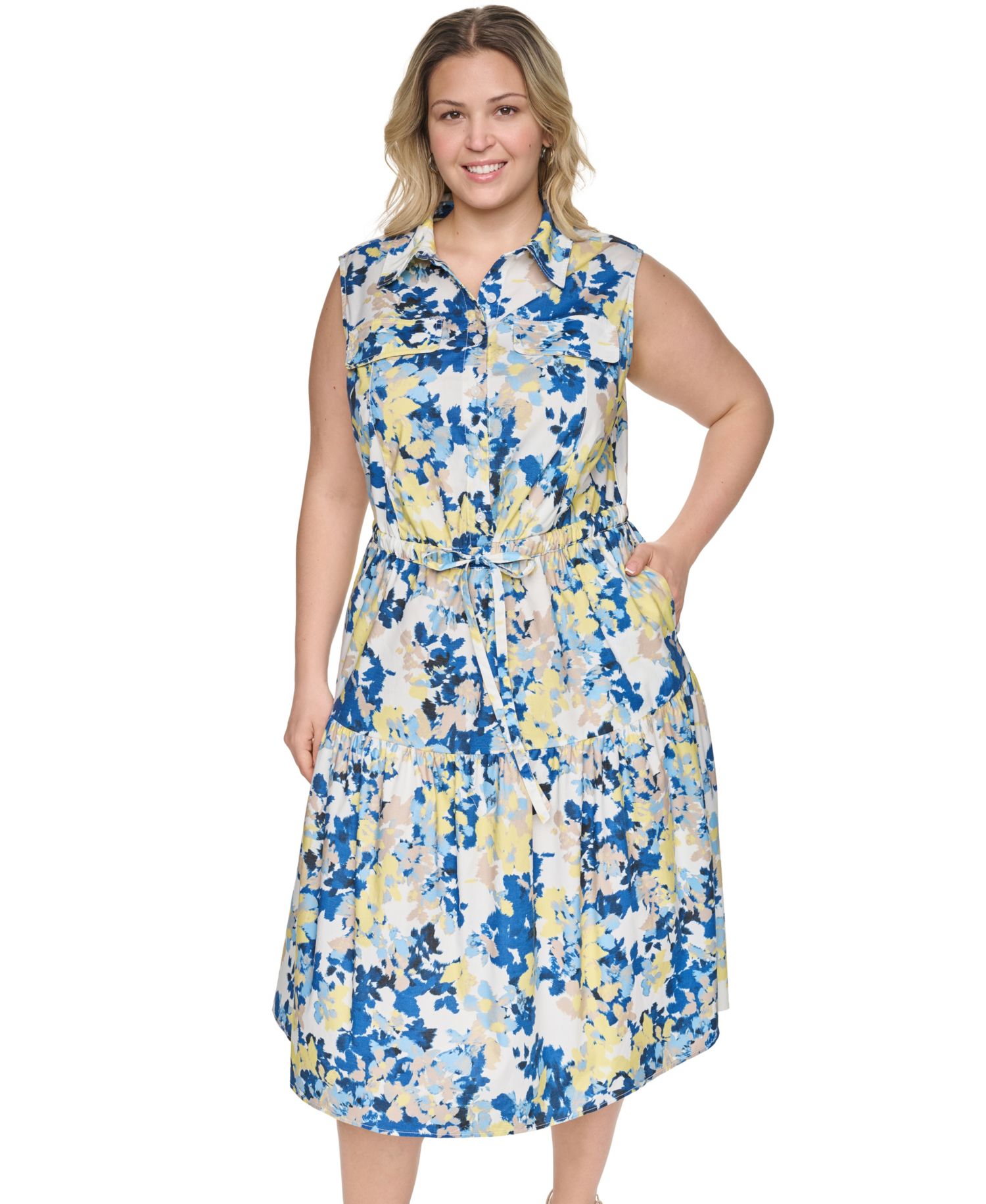 Plus Size Printed Sleeveless Dress