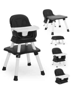 8-in-1 Baby High Chair Converts to Booster Seat and Kids Table Set with Removable Tray