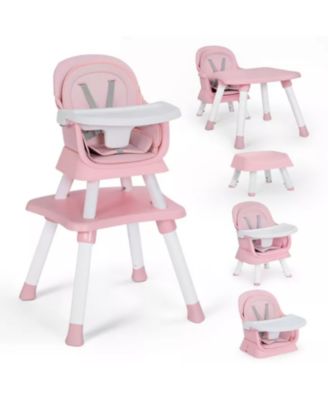 8-in-1 Baby High Chair Converts to Booster Seat and Kids Table Set with Removable Tray