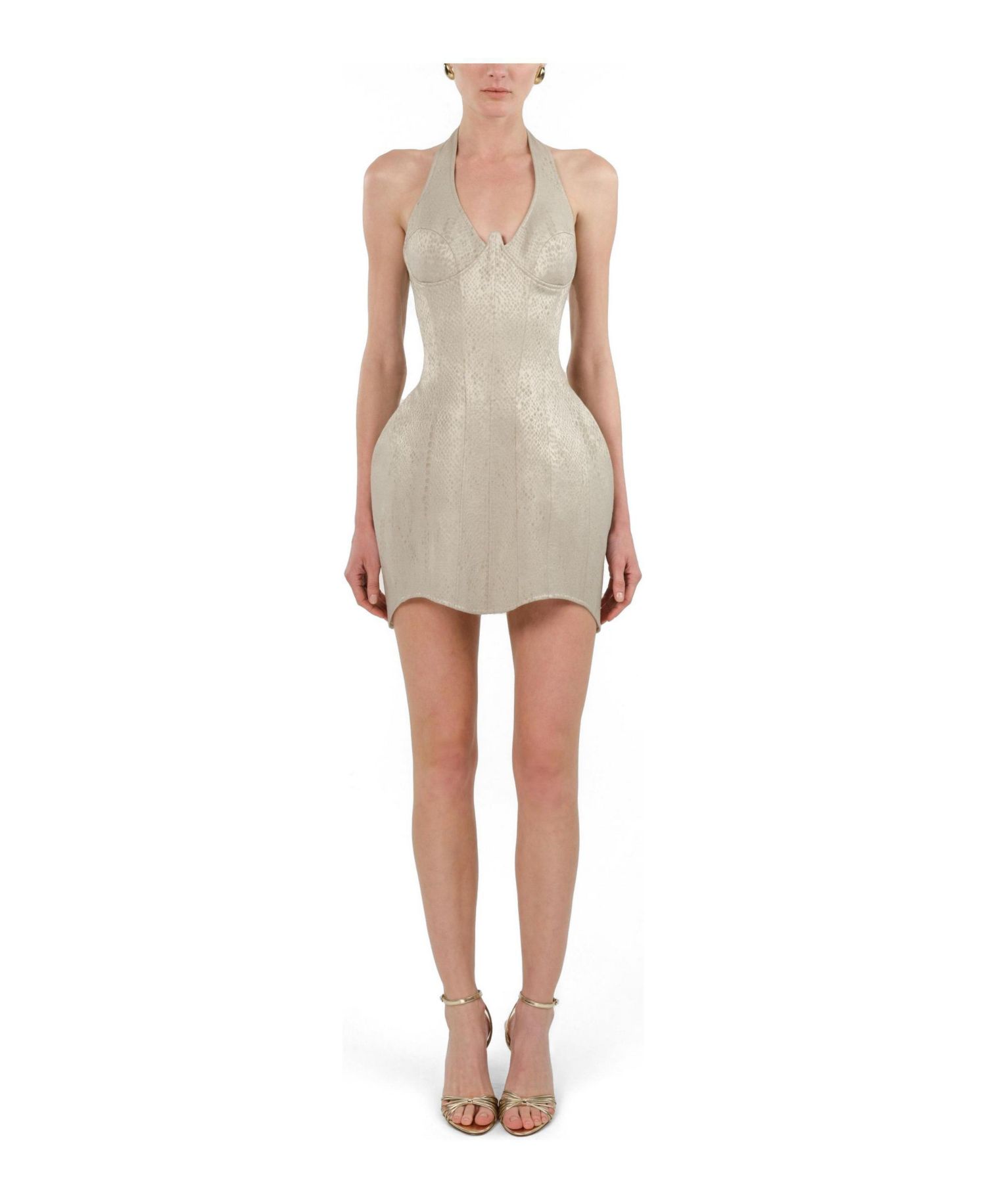 Women's Snake-Print Boned Mini Corset Dress