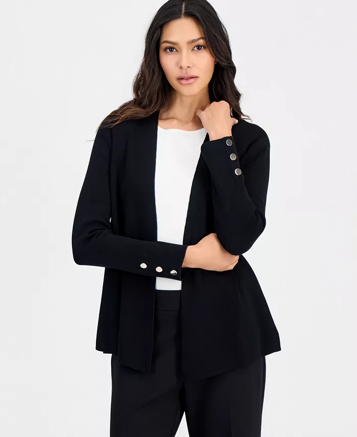 Petite Open-Front Side-Slit Cardigan - thumbnail 4