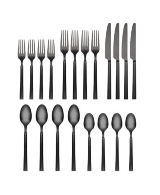 Gailann Black Satin 20-Piece Flatware Set
