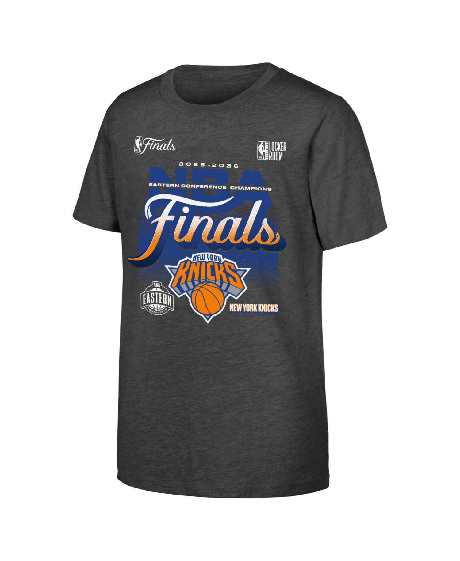 Big Boys and Girls Charcoal New York Knicks 2026 NBA Eastern Conference Champions Authentic Locker Room T-Shirt