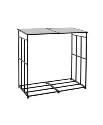 Firewood Rack with Sloped Roof, 4 feet Outdoor Log Storage Holder