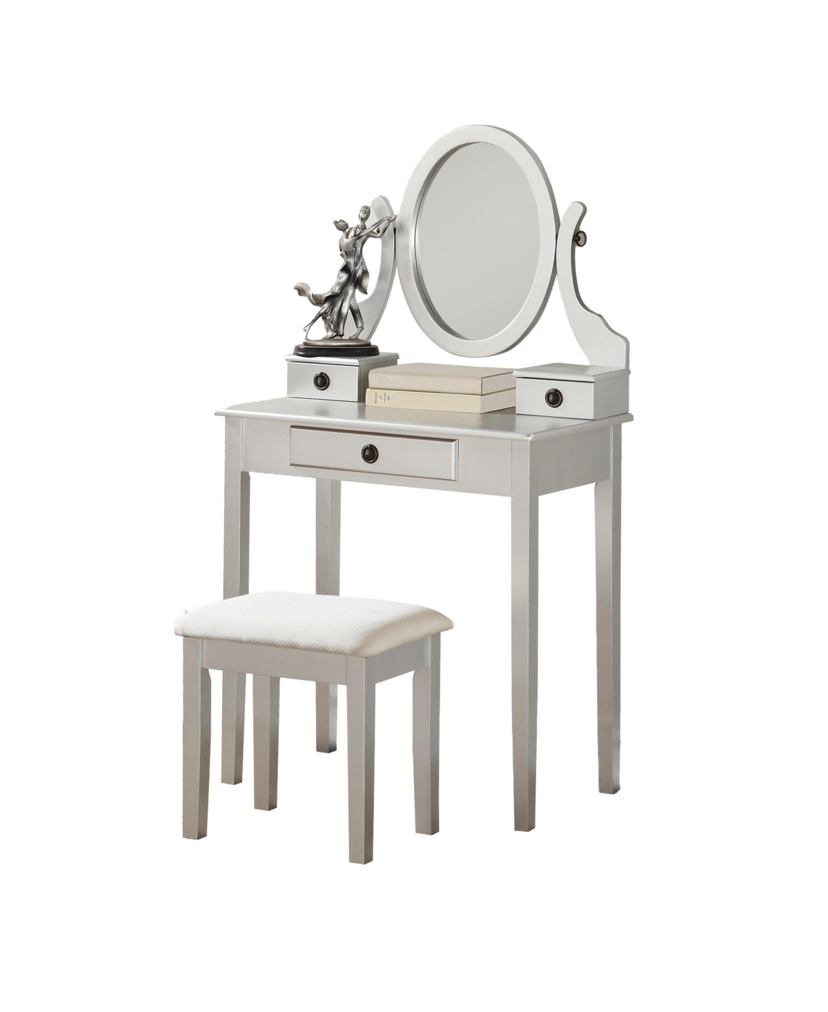 Rainsken Wood Makeup Vanity Desk and Stool Set