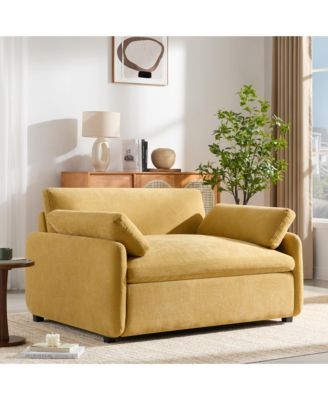 Oversized Chenille Single Sofa Chair, 5043" Wide and Deep Seat Accent Chair with Pillows, Comfy Armchair for Living Room, Apartment