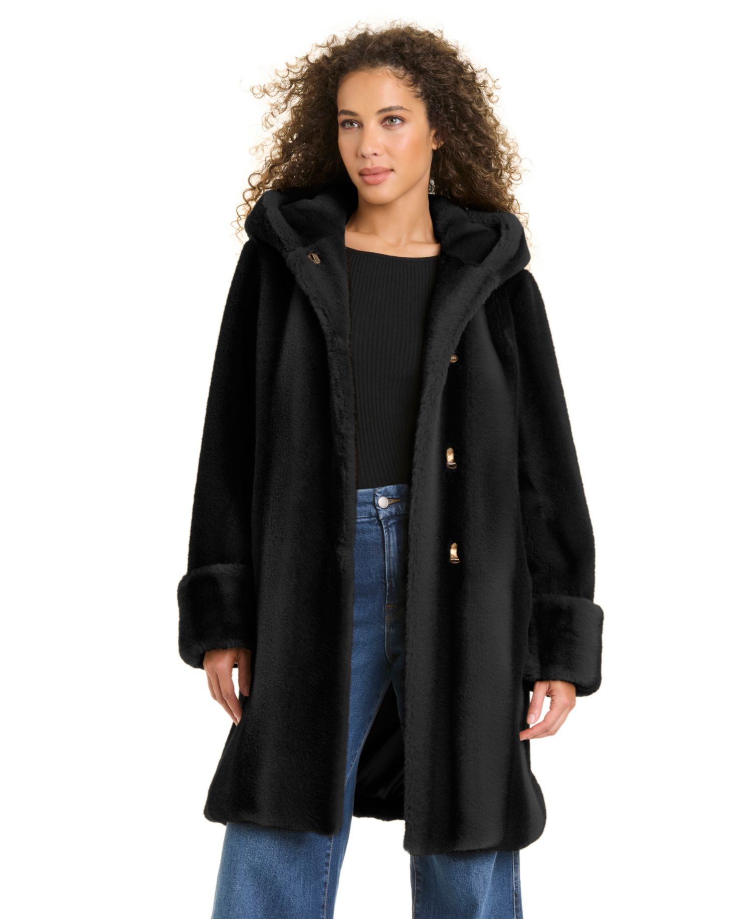 Women's Hooded Faux Fur Coat, Created for Macy's