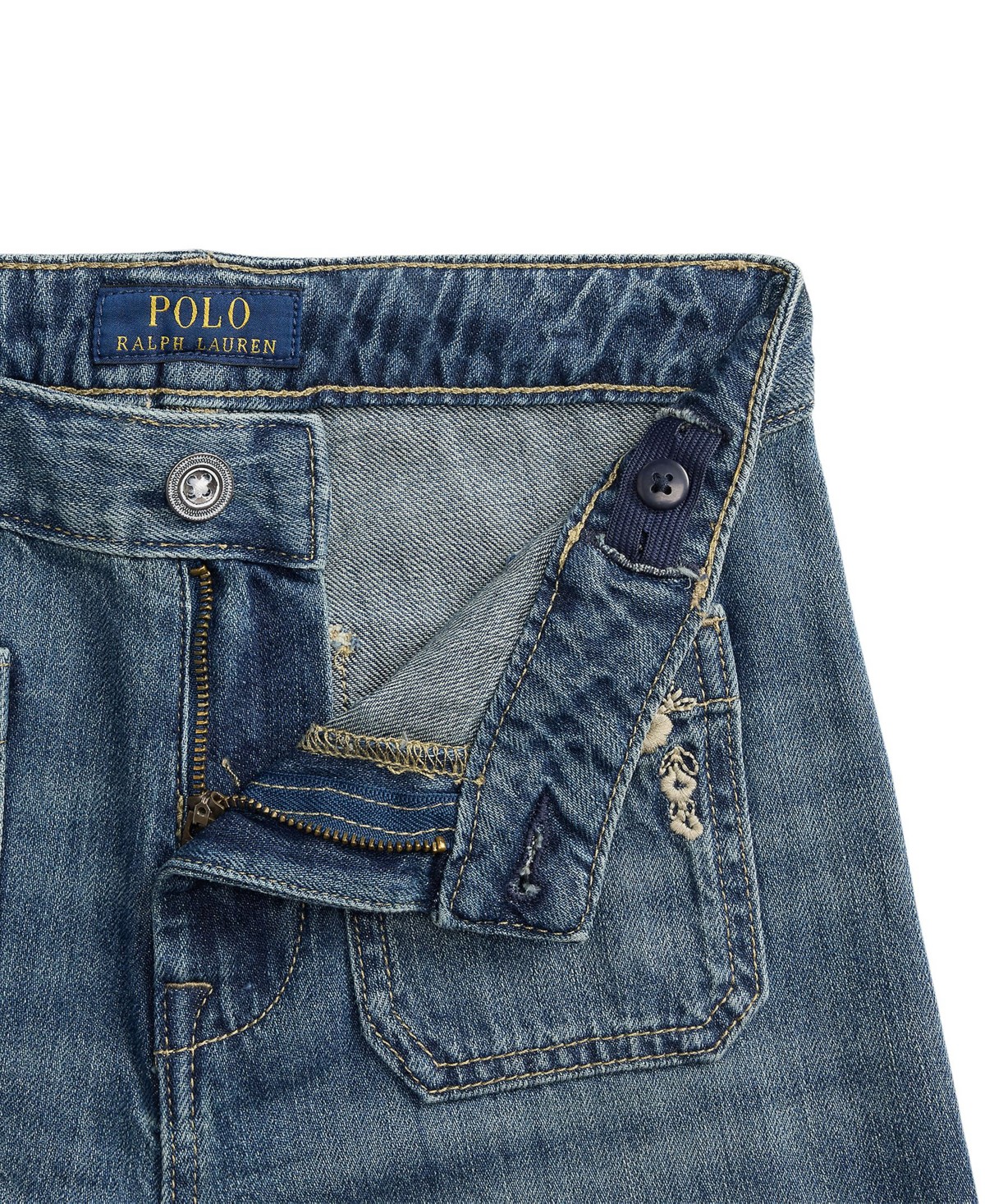 Детские Polo Ralph Lauren Girls' 7-16 Embroidered Flared Cotton Denim Jeans — фото 4