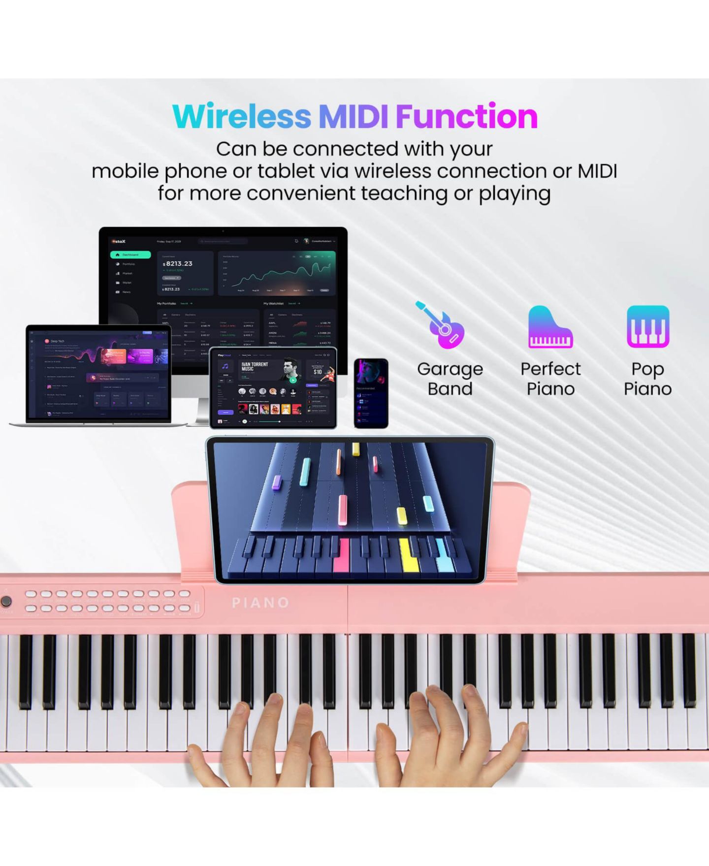 Детская игрушка Costway 88 Key Folding Piano Keyboard with Wireless MIDI Dual Speakers 1000 — фото 10