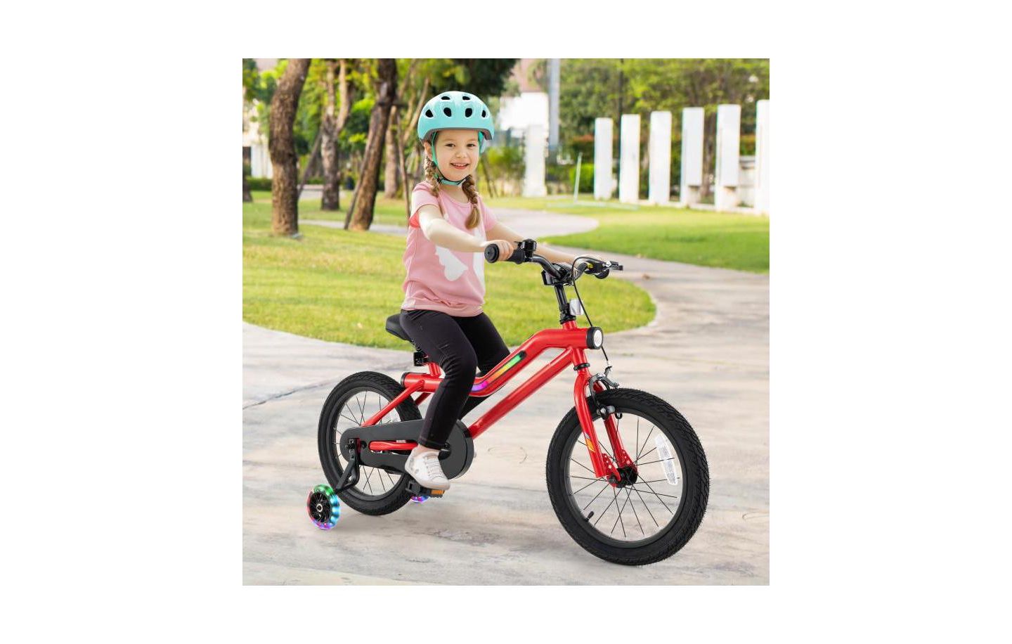 Детская игрушка HONGGE 16 Inches Kids' Bike with LED Lights, Training Wheels & Adjustable Seat, Ages 4-7, цвет: Красный — фото 2