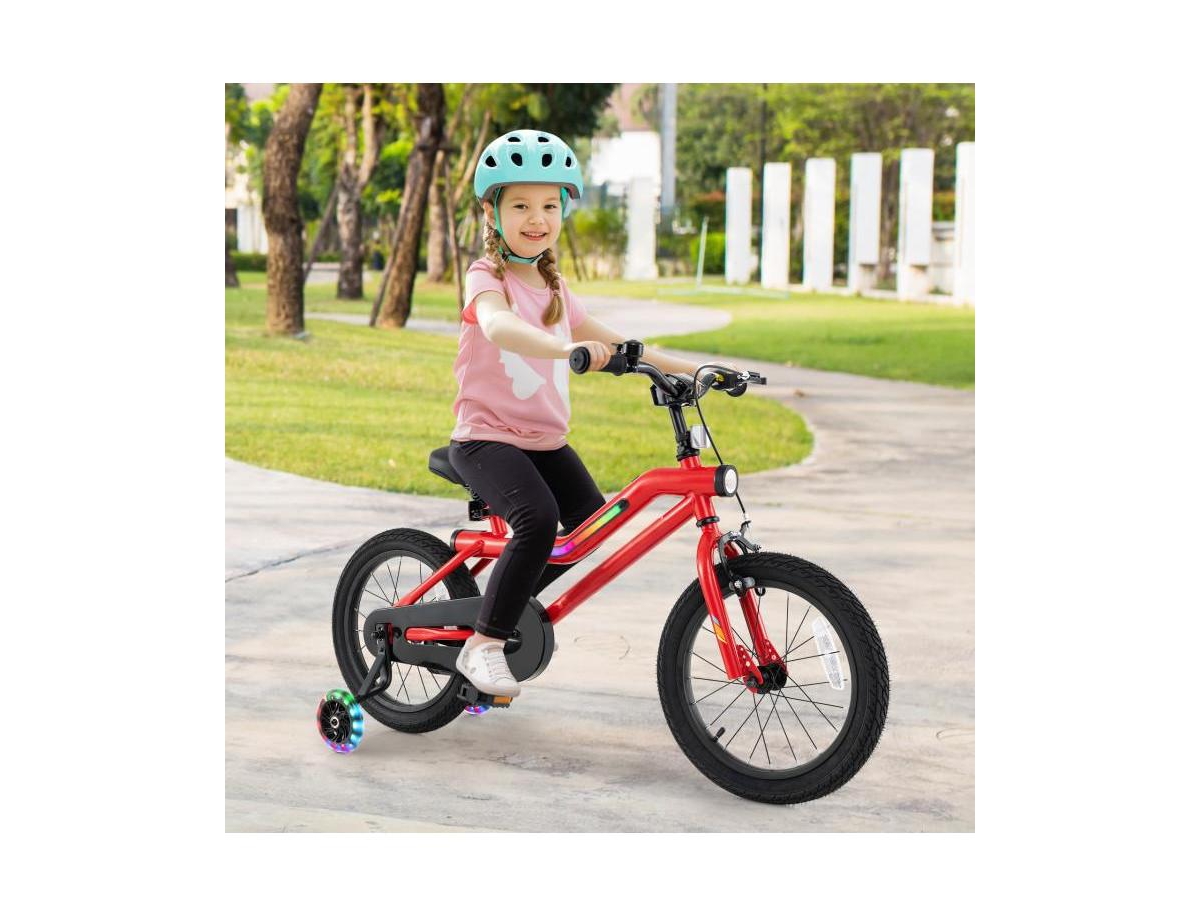 Hongge 16 Inches Kids Bike with Led Lights, Adjustable Carbon Steel Bicycle-4-7 Years