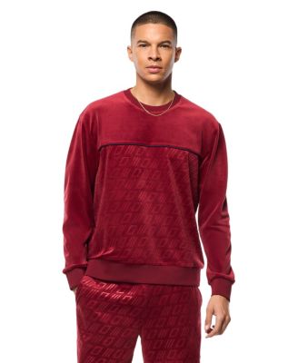 Men's Bandiera Debossed Velour Crewneck