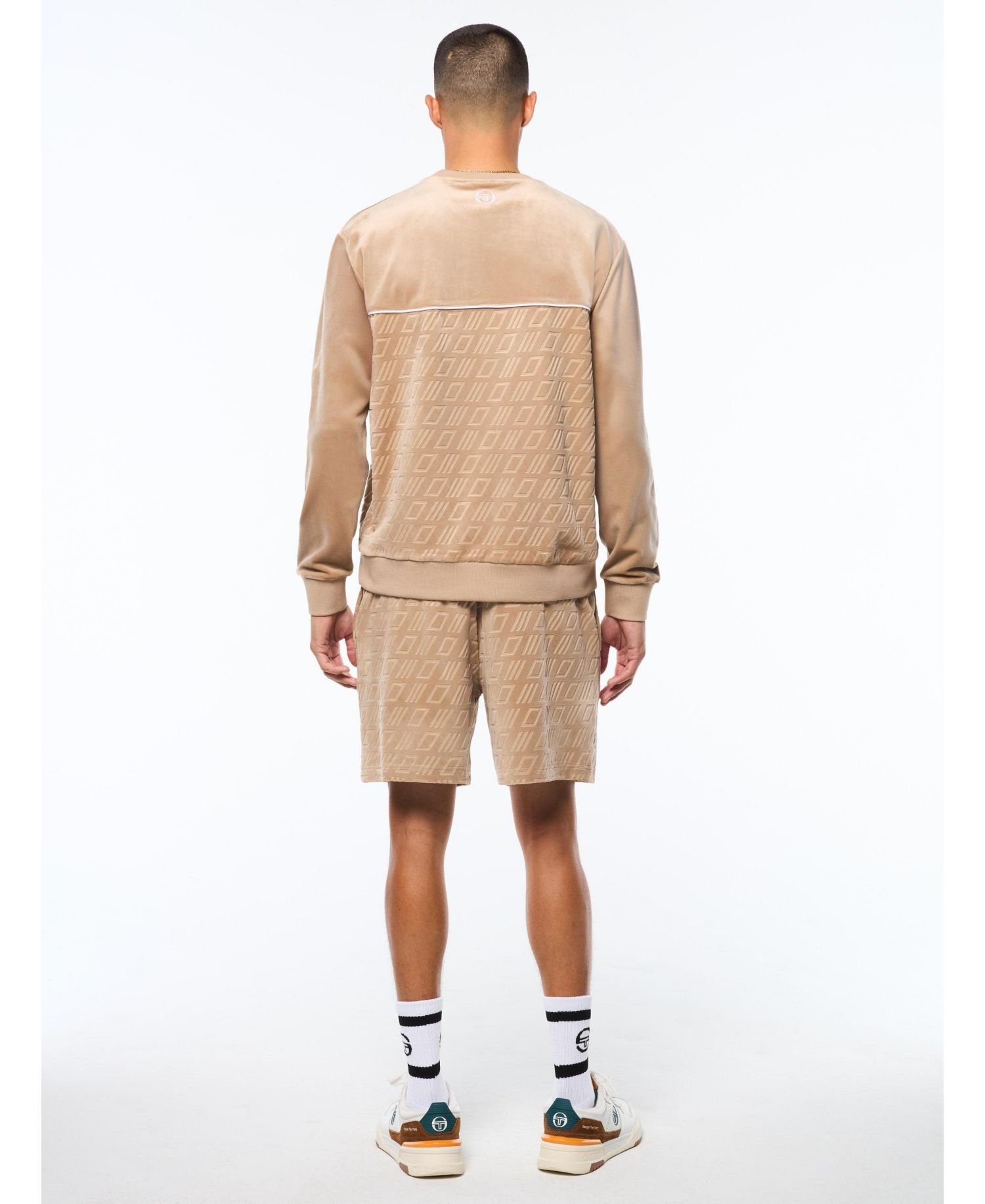 Men's Bandiera Debossed Velour Crewneck