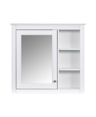 30" x 28" Medicine Cabinet, Wall Mounted Bathroom Storage Cabinet, Modern Bathroom Wall Cabinet with Mirror, Mirror Cabinet with 3 Open Shelves