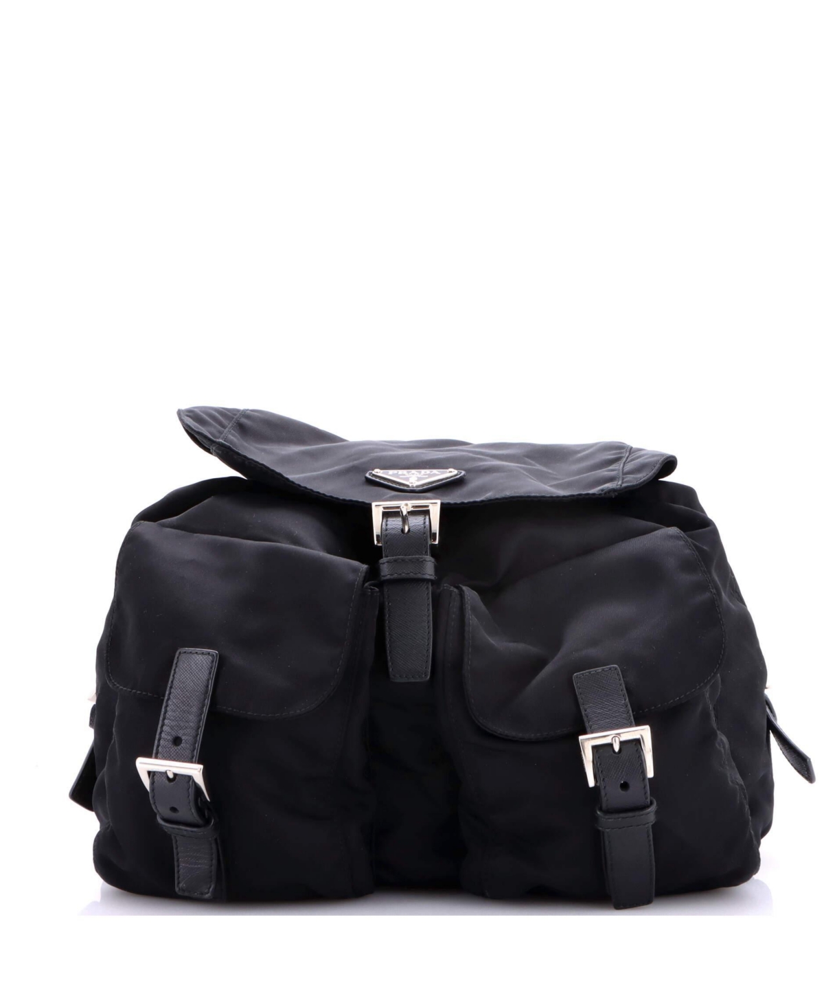 Pre-Owned Prada Medium Double Pocket Buckle Backpack Tessuto