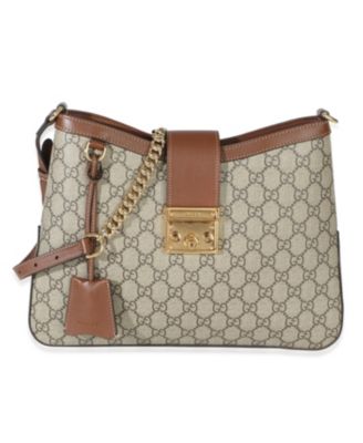 Beige Ebony GG Supreme Monogram Canvas Medium Padlock Shoulder Bag