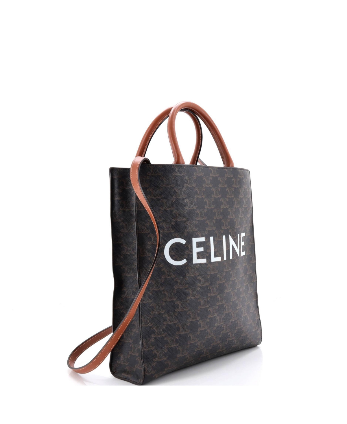 Pre-Owned Celine Small Vertical Cabas Tote Triomphe Coated Canvas