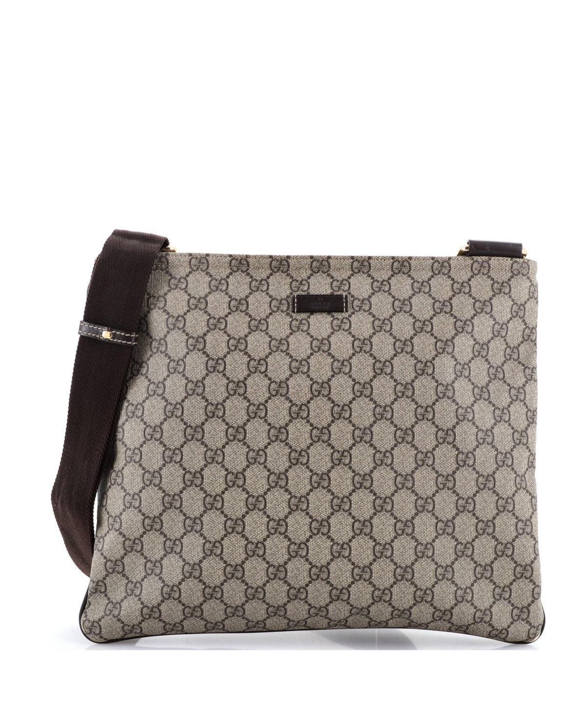 Pre-Owned Gucci Large Zip Top Messenger Bag Gg Coated Canvas
