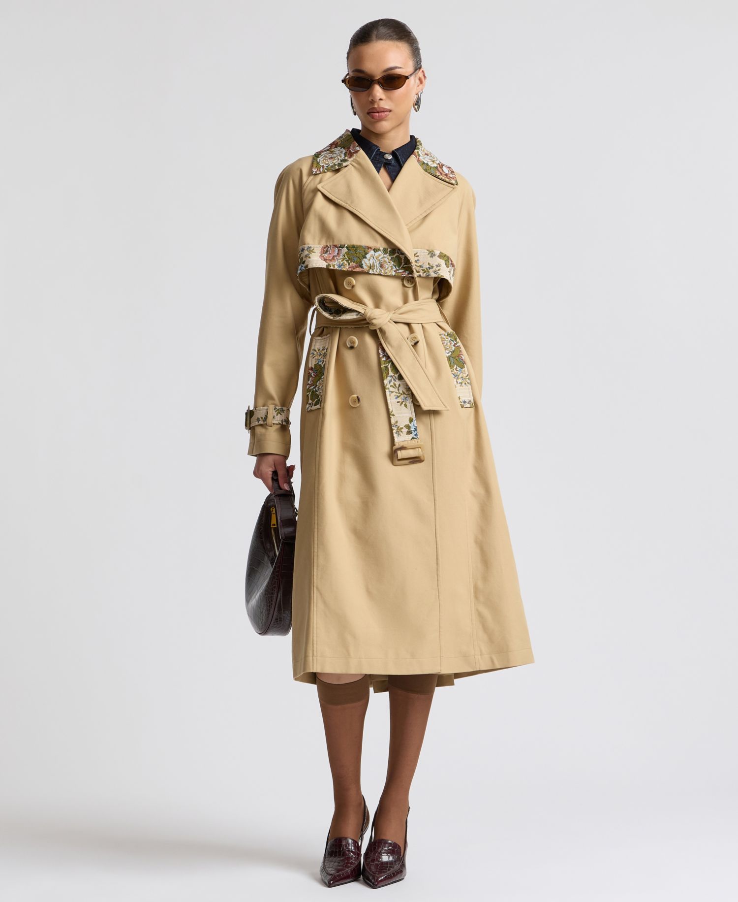 Women's Combo Belted Trench Coat