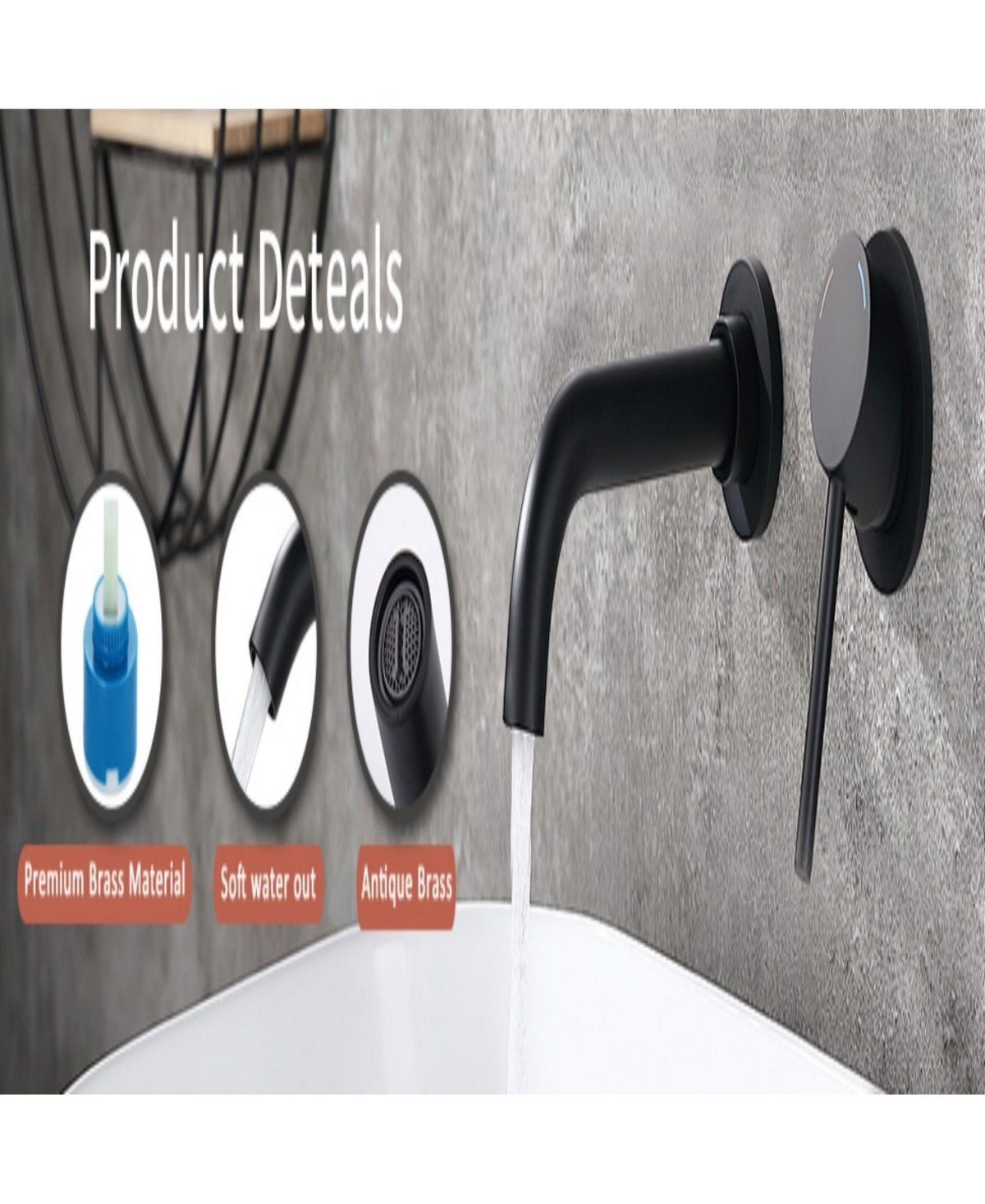 Phying Wall Mount Faucet for Bathroom Sink or Bathtub, Single Handle 2 Holes Brass Rough-in Valve Included
