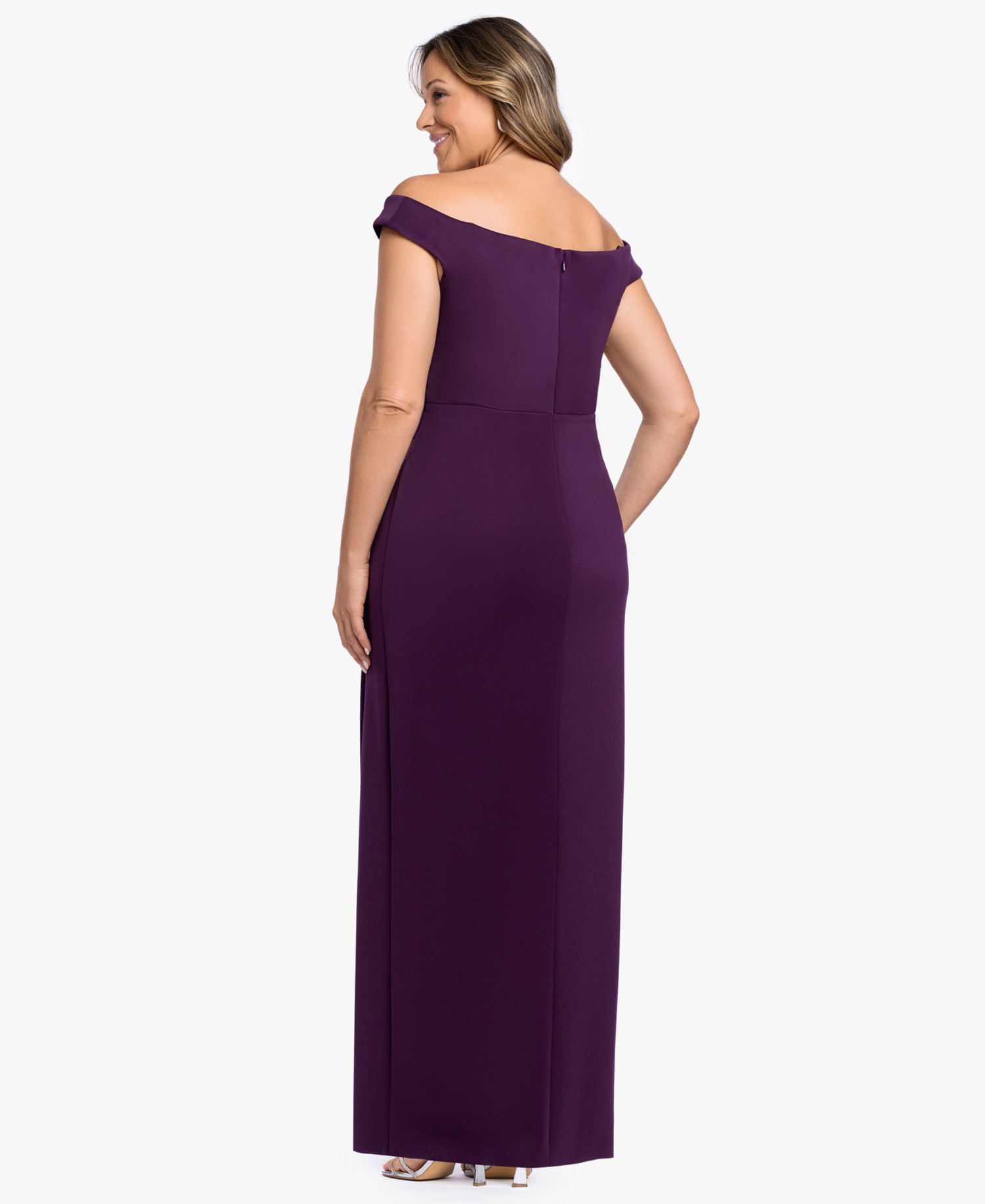 Plus Size Asymmetrical Off-The-Shoulder Gown Dress