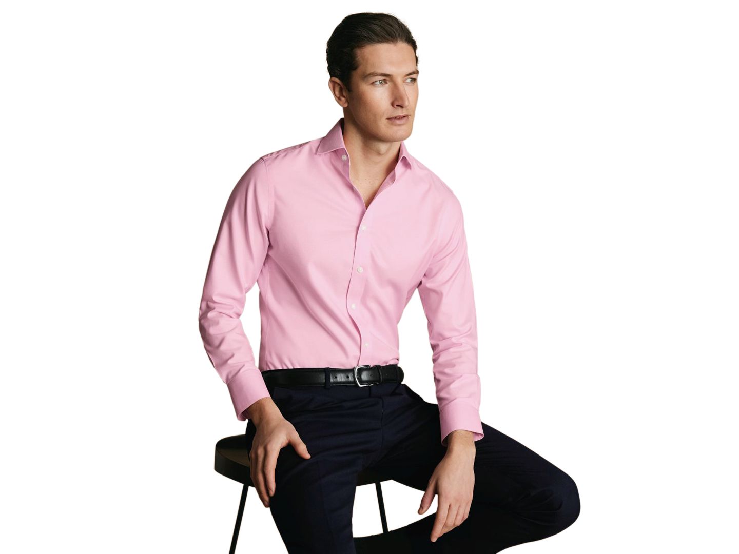 Мужская рубашка Charles Tyrwhitt Spread Collar Dress Shirt, цвет: Светлый пастельный розовый — фото 3