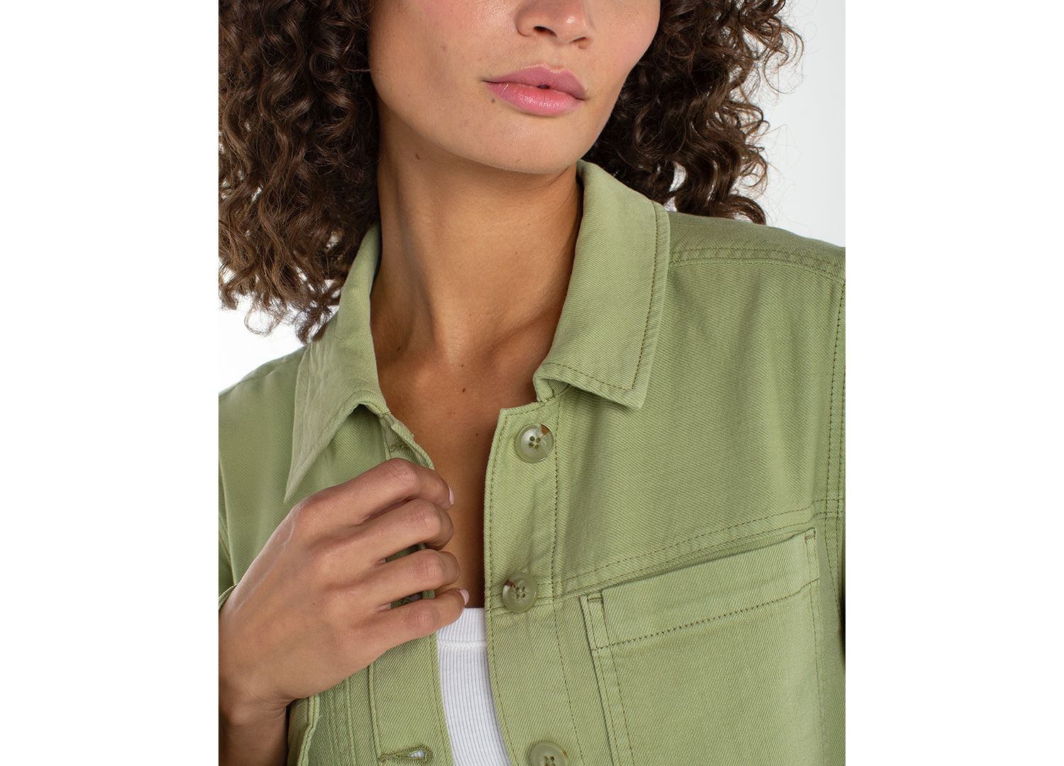 Petite Collared High-Low Denim Shacket