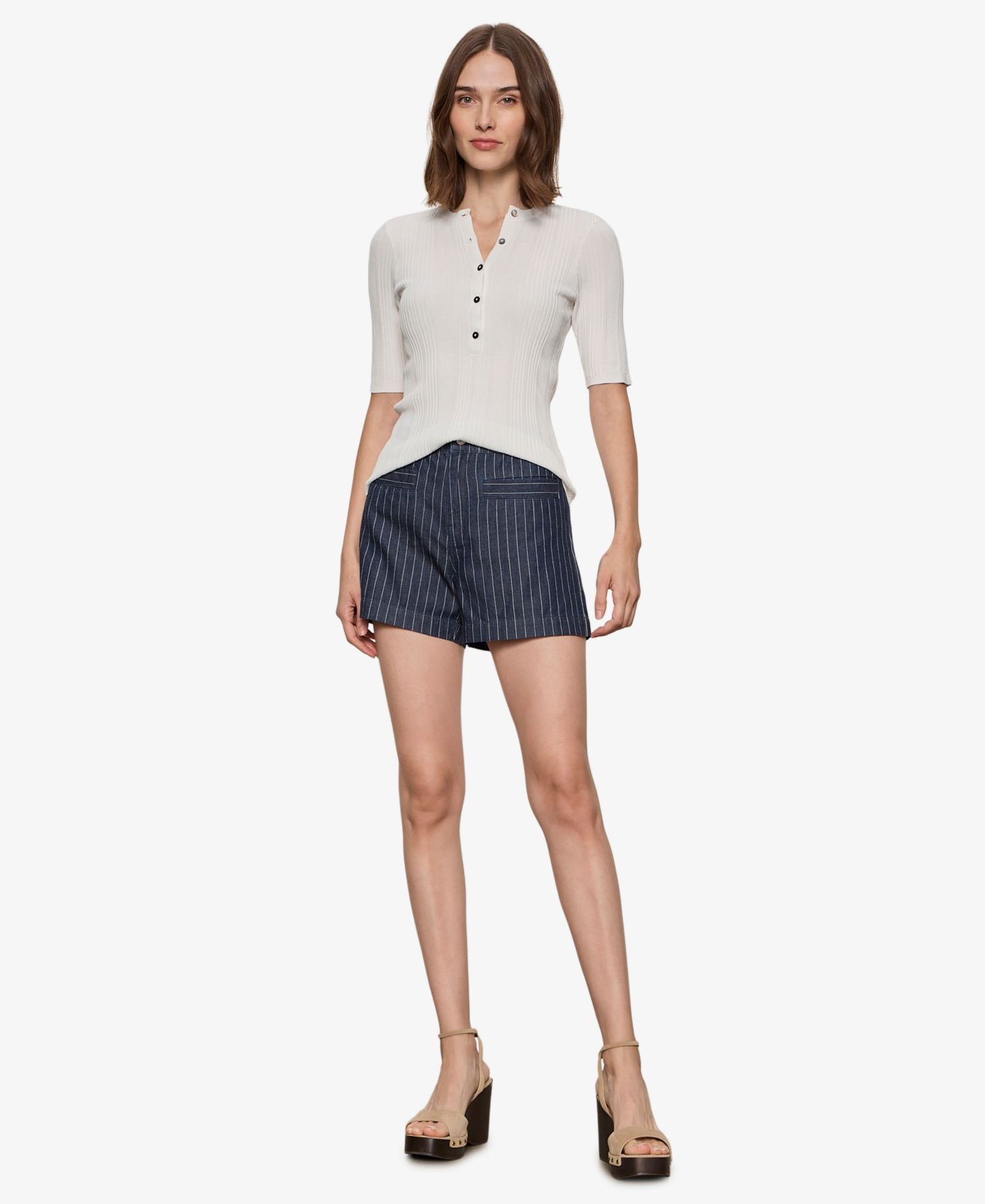 Women's Striped High-Rise Shorts