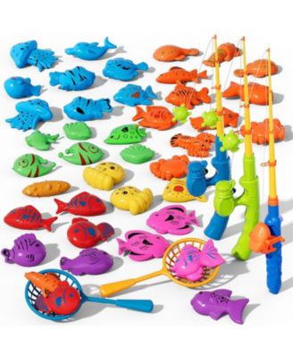 40fish Magnetic Fishing Game Set Kids Pool Bath Toy 3rod 2net