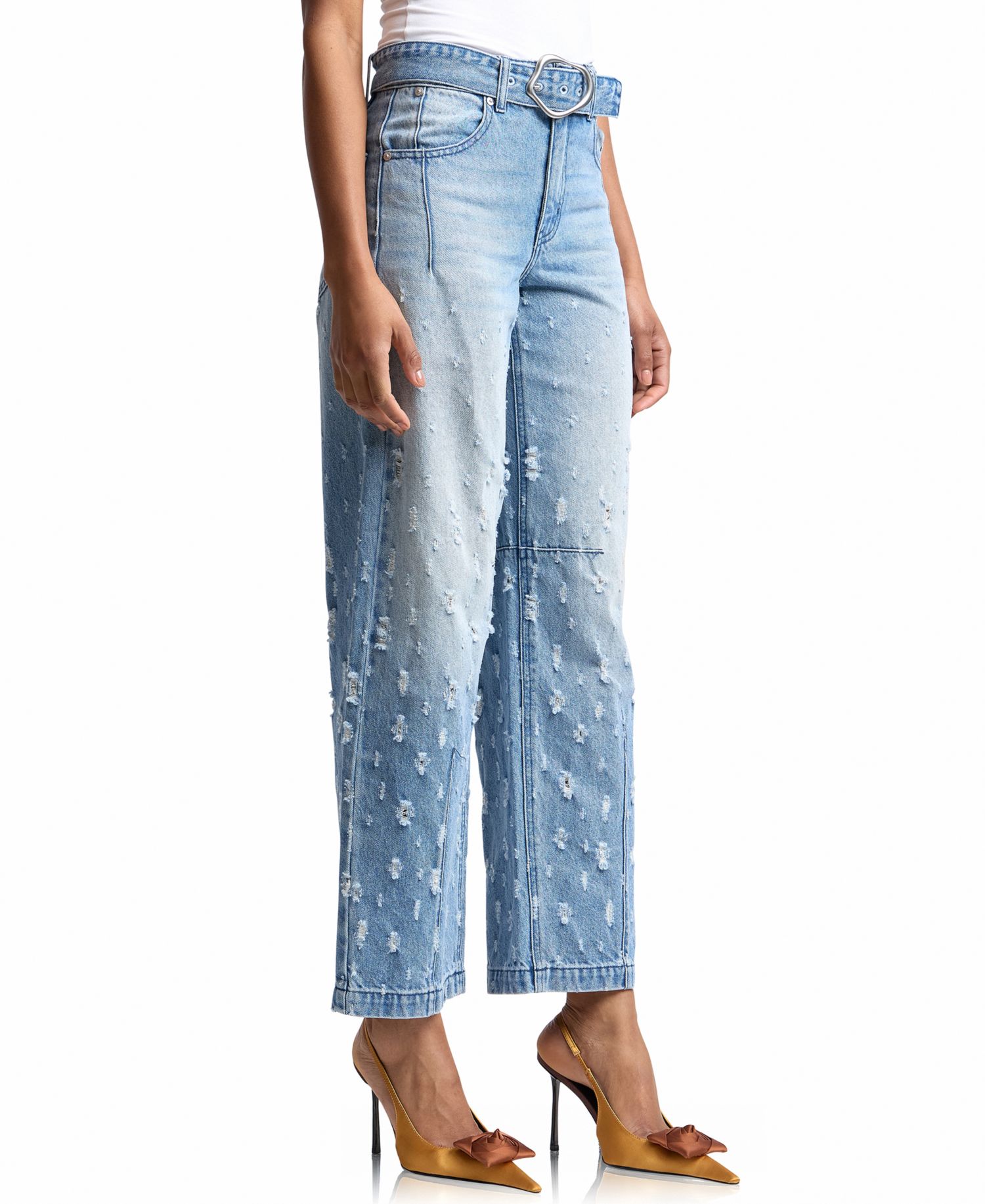 Women's Distress Darted Straight Jeans