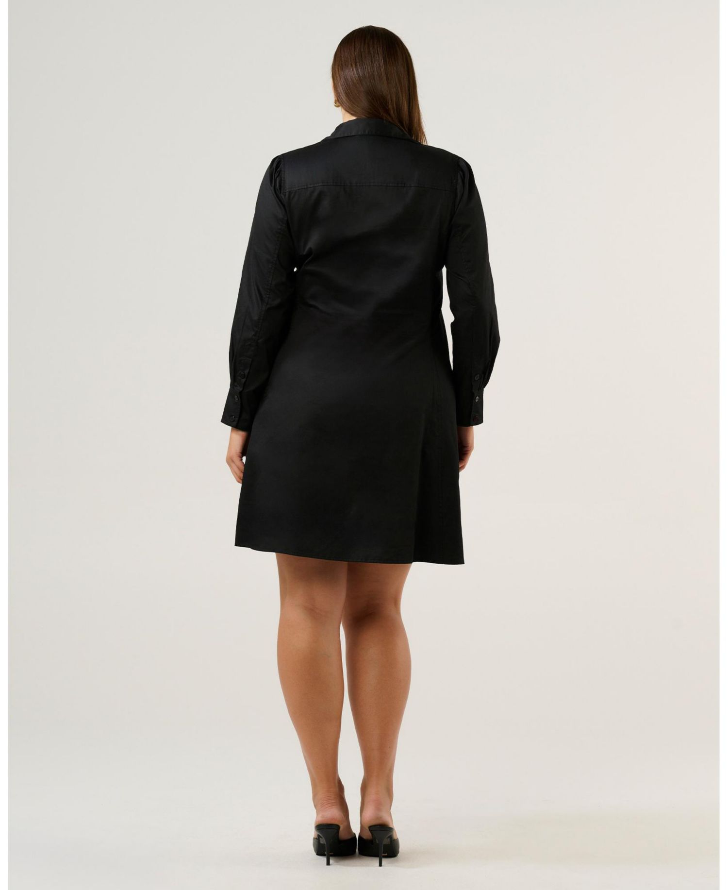 Plus size Asher Mini Cotton Long Sleeve Shirt Dress