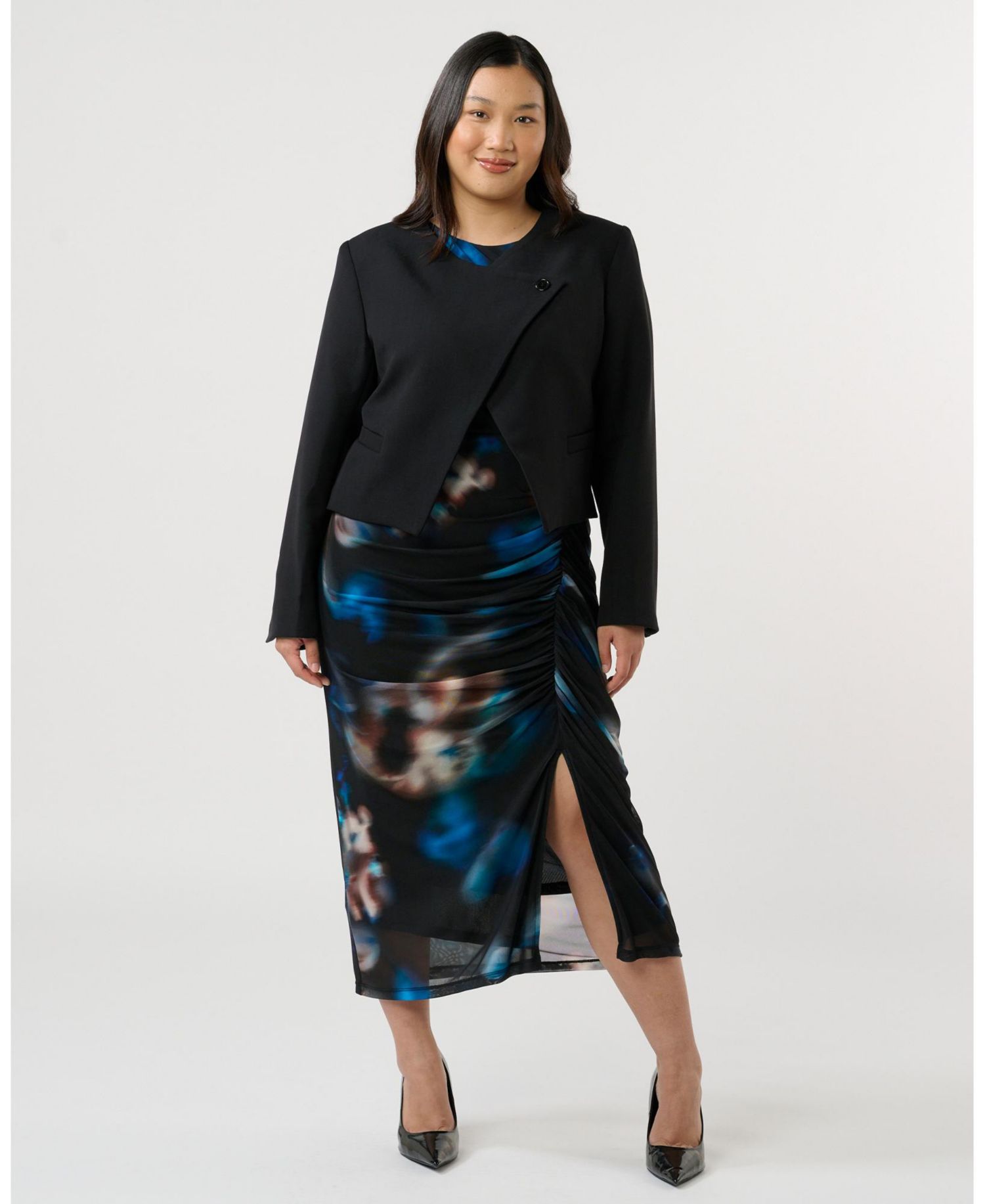 Plus size Eboni Cropped Assymetric Tailored Jacket