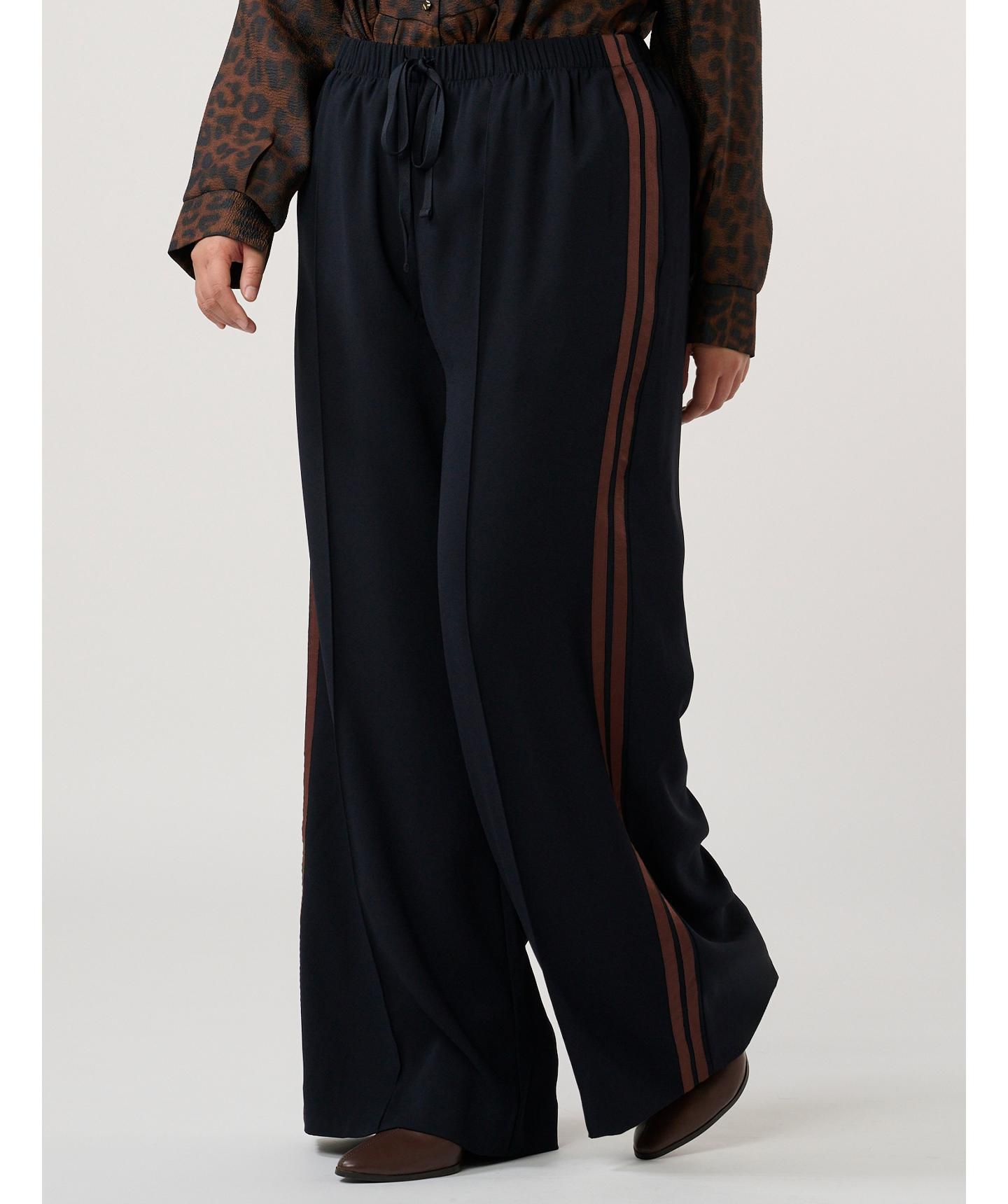 Женские брюки ESTELLE Jesse Wide-Leg High Rise Striped, цвет: Тёмно-синий — фото 4