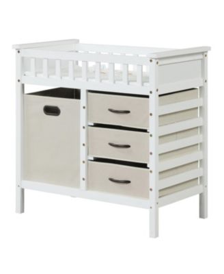 Wooden Diaper Changing Table with Fabric Storage Drawers