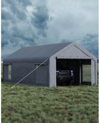 13x25 FT Carport Canopy - Heavy Duty PE Car Shelter with Steel Frame, Waterproof Outdoor Garage for SUV, Truck, Boat