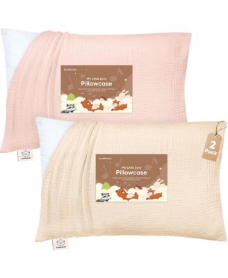 2-Pack Lyra Muslin Toddler Pillowcases 13x18, Organic Cotton Muslin Kids Pillow Case for Girls, Boys, Sleeping, Travel