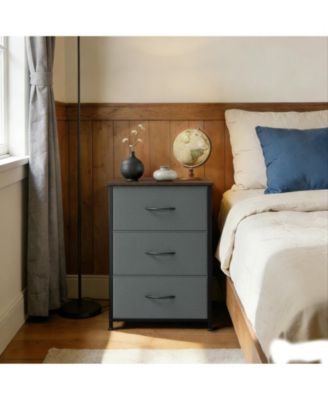 Slim 3-Drawer Dresser with Removable Fabric Bins, Modern Wood Grain Storage Chest for Bedroom, Closet, Entryway