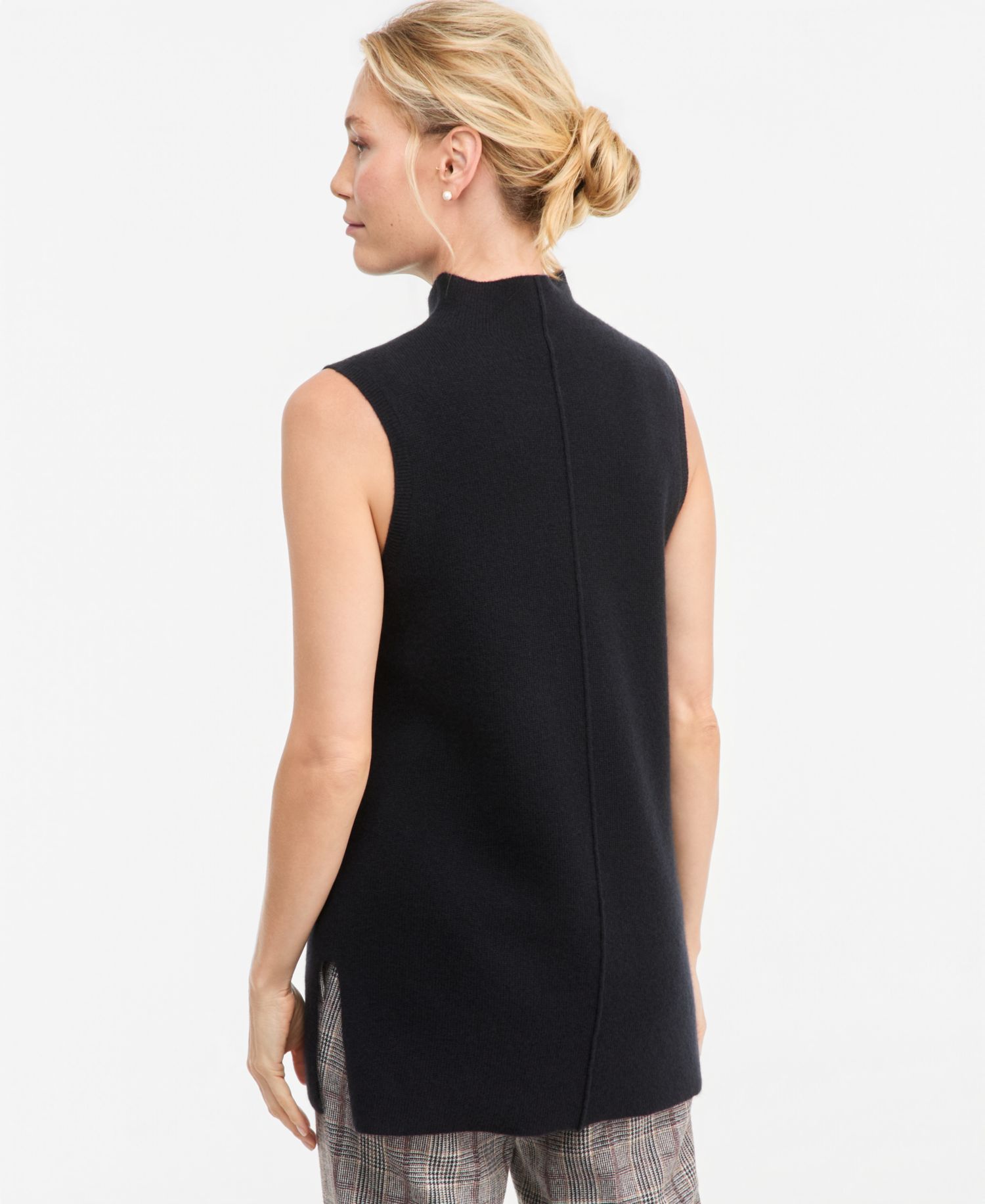 Women's 100% Cashmere Funnel-Neck Sleeveless Sweater