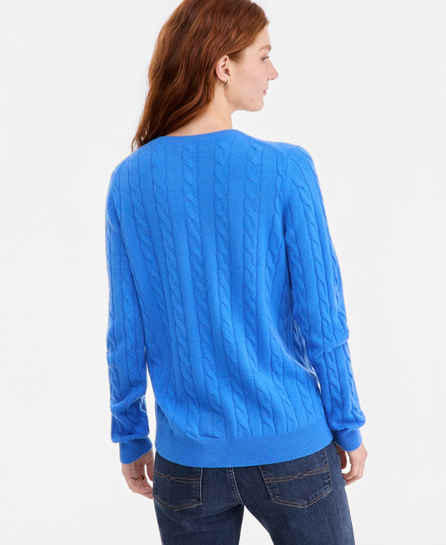 Petite Cable-Knit Crewneck 100% Cashmere Sweater