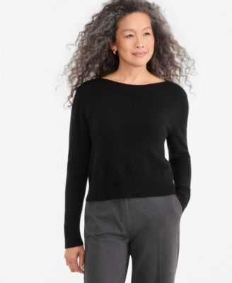 Women's 100% Cashmere Long-Sleeve Boat Neck Sweater