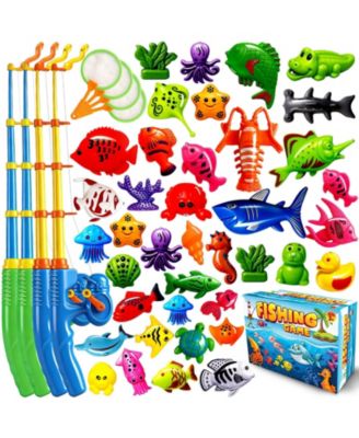 40 Fishes Fishing Game Set Water Table Bath Toy Kids Gift